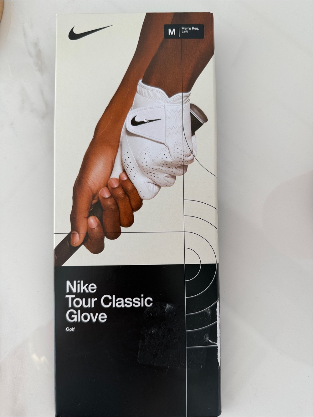 Nike White Men's Golf Glove with Black Swoosh
